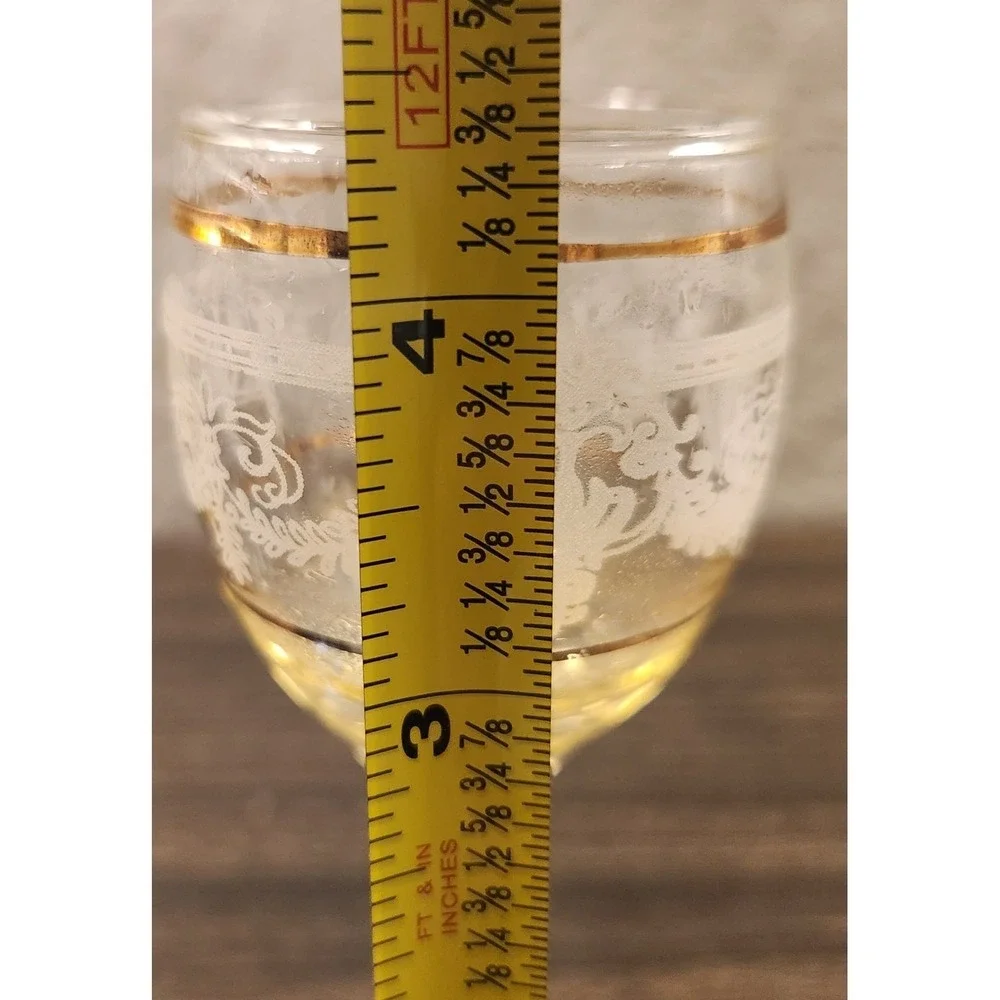 Venezia Cordial Glass LOT Etched Gold Accent Blue Yellow Italian Stemware
